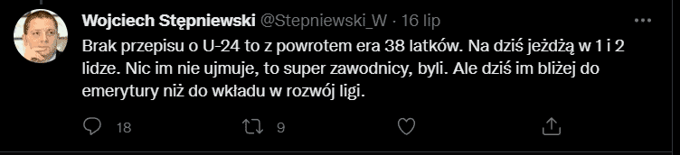 Masz 38 lat? Na Ekstraligę możesz być już za stary. Prezes Ekstraligi wywołuje kontrowersje 1 Stepniewski 1