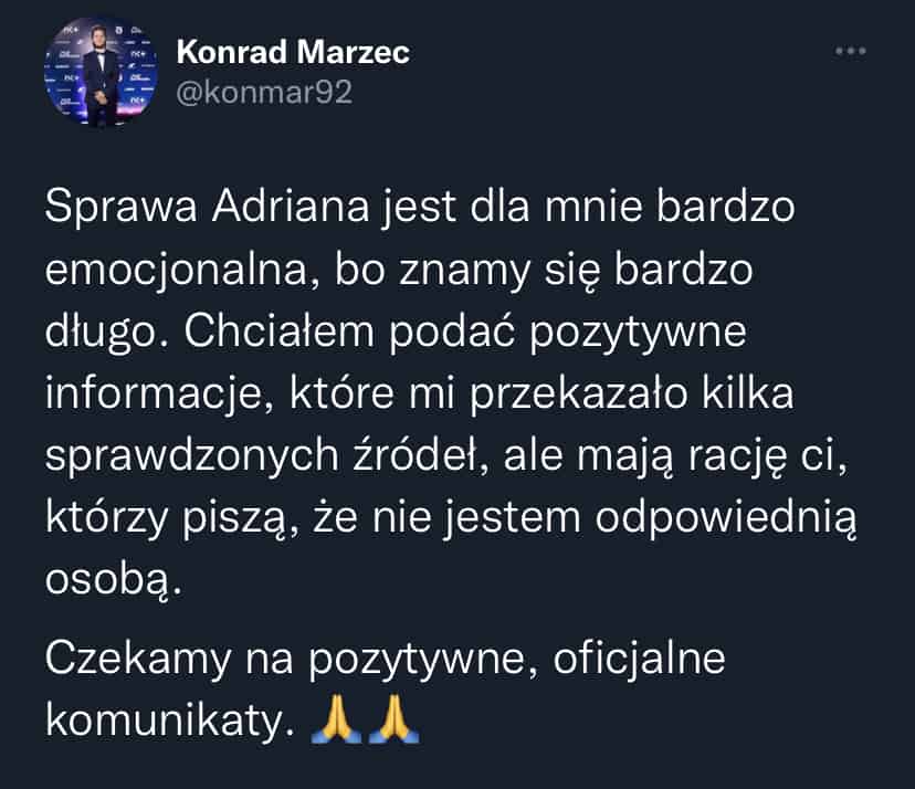 Adrian Miedziński po wypadku został wprowadzony w stan śpiączki. Są nieoficjalne pozytywne wiadomości! 1 C21E2CE3 5A7F 45A7 91D3 55D009460A29