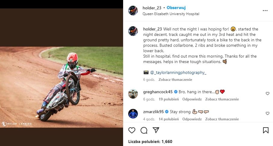Chris Holder także kontuzjowany po GP Challenge w Glasgow! 2 Chris Holder