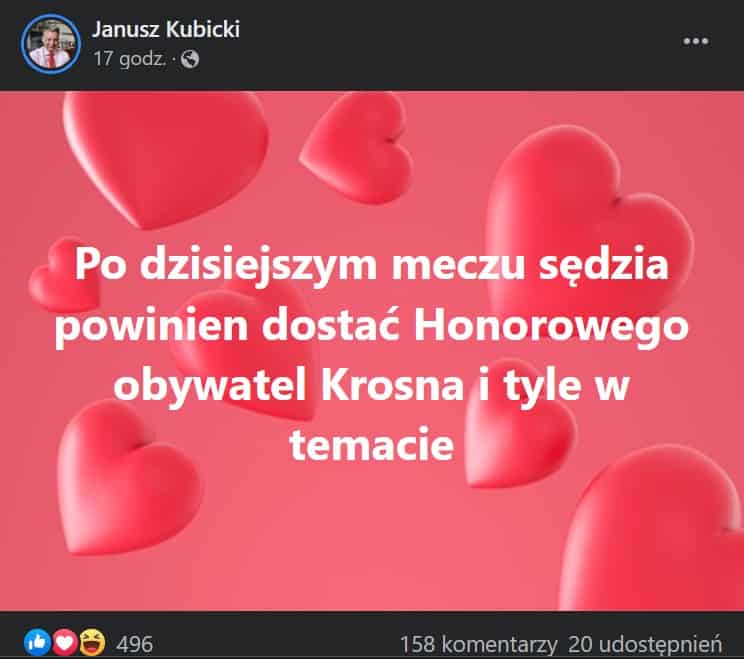 Leszek Demski - "Jeśli ktoś wypaczył wynik tego dwumeczu to Piotr Protasiewicz". Prezydent Zielonej Góry odpowiada - "Sędzia powinien dostać Honorowego obywatel Krosna i tyle w temacie" 2 Zrzut ekranu 3