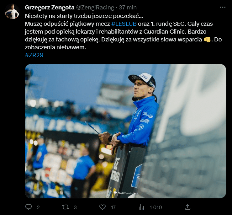 Grzegorz Zengota również ogłasza wydłużenie swojej przerwy od żużla! 1 obraz 2023 06 15 200935070