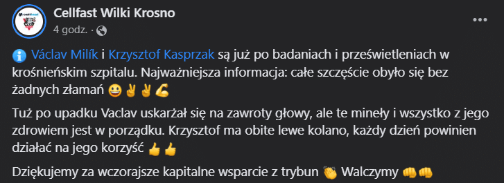 Fani Wilków mogą odetchnąć z ulgą. Kasprzak i Milik bez złamań 1 obraz 2023 06 30 130856347