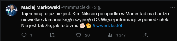 Uczestnik cyklu GP z uszkodzonym kręgiem 1 obraz 2023 07 01 140213537