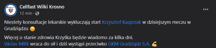 Cellfast Wilki Krosno osłabione w Grudziądzu! 1 obraz 2023 07 02 101026518