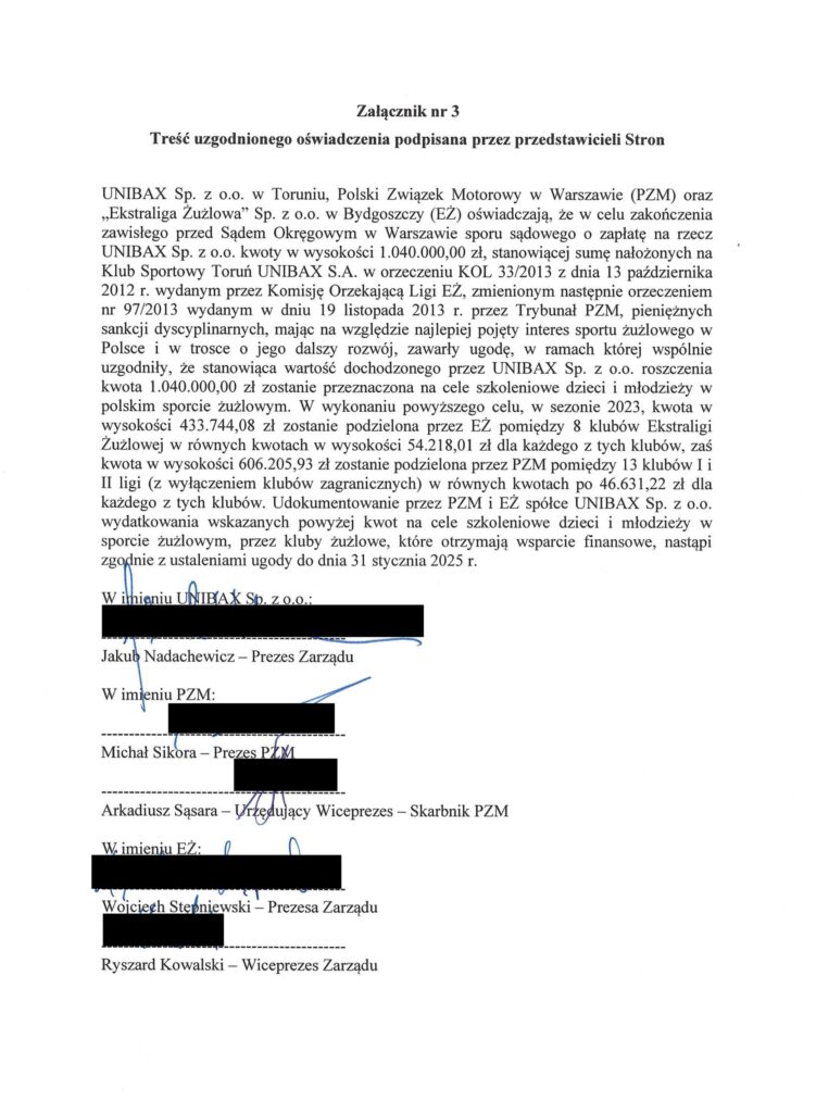 Żużel. Spór związany z pamiętnym finałem w 2013 roku zakończony. Ugoda pomiędzy stronami konfliktu 1 ugodaskan 751x1024 1