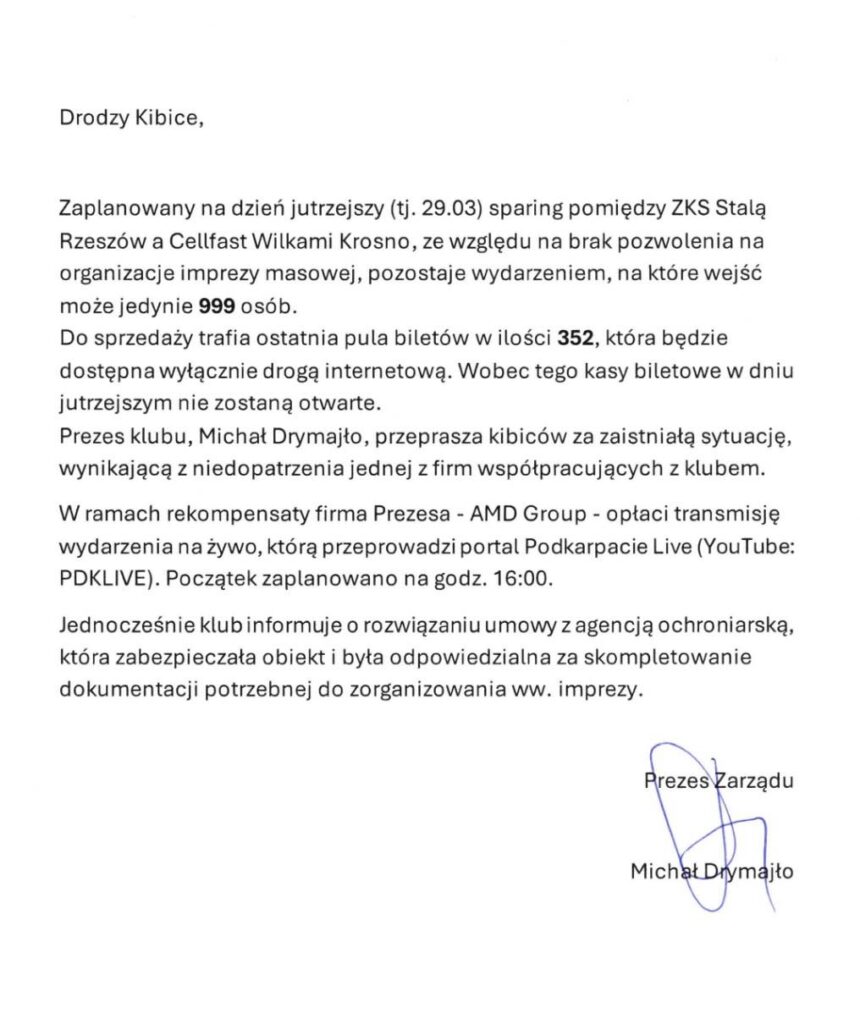 Problemy wokół sparingu Stali Rzeszów! Klub wydał oficjalny komunikat 1 486836358 122196743552107208 6394261447274310310 n 1 e1743177773159
